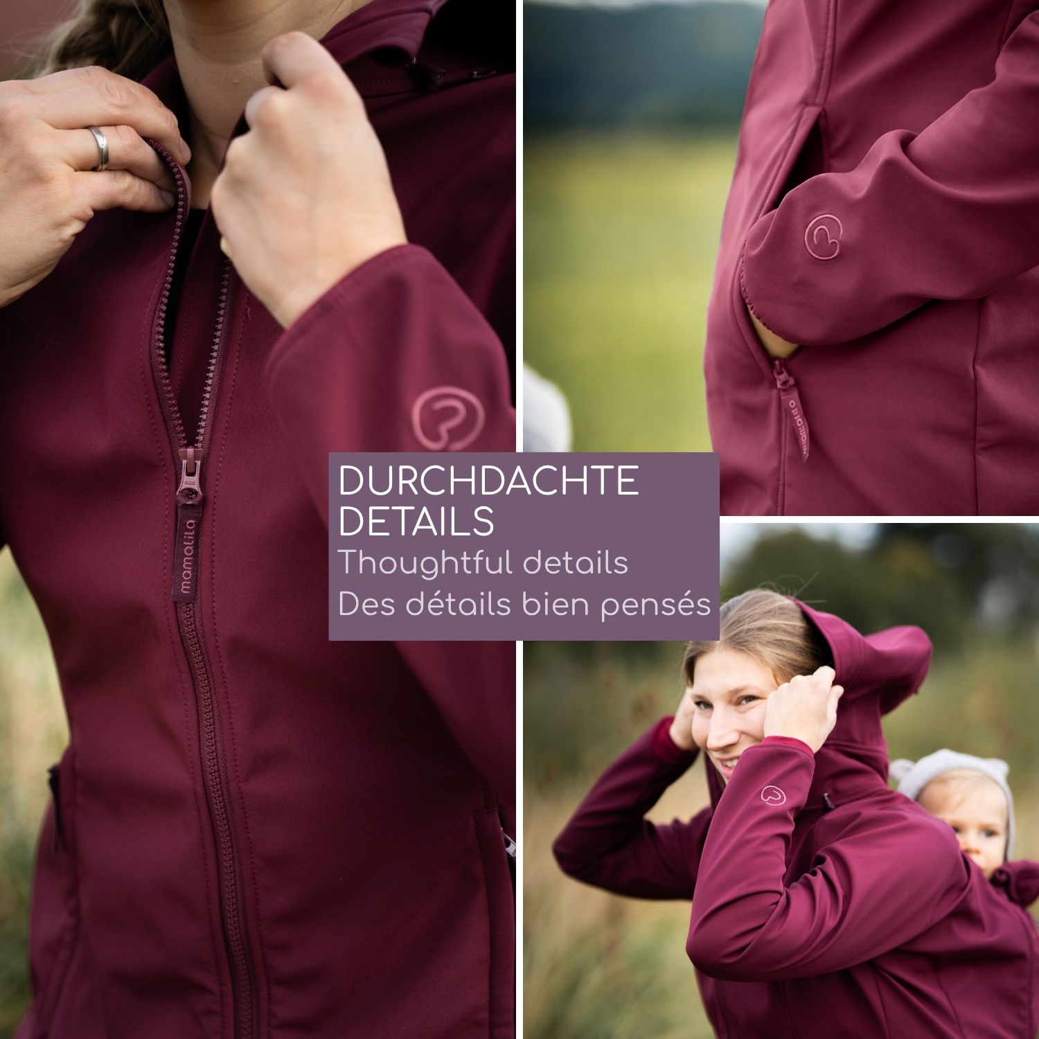 Softshell Babywearing Jacket Allrounder fit burgundy S