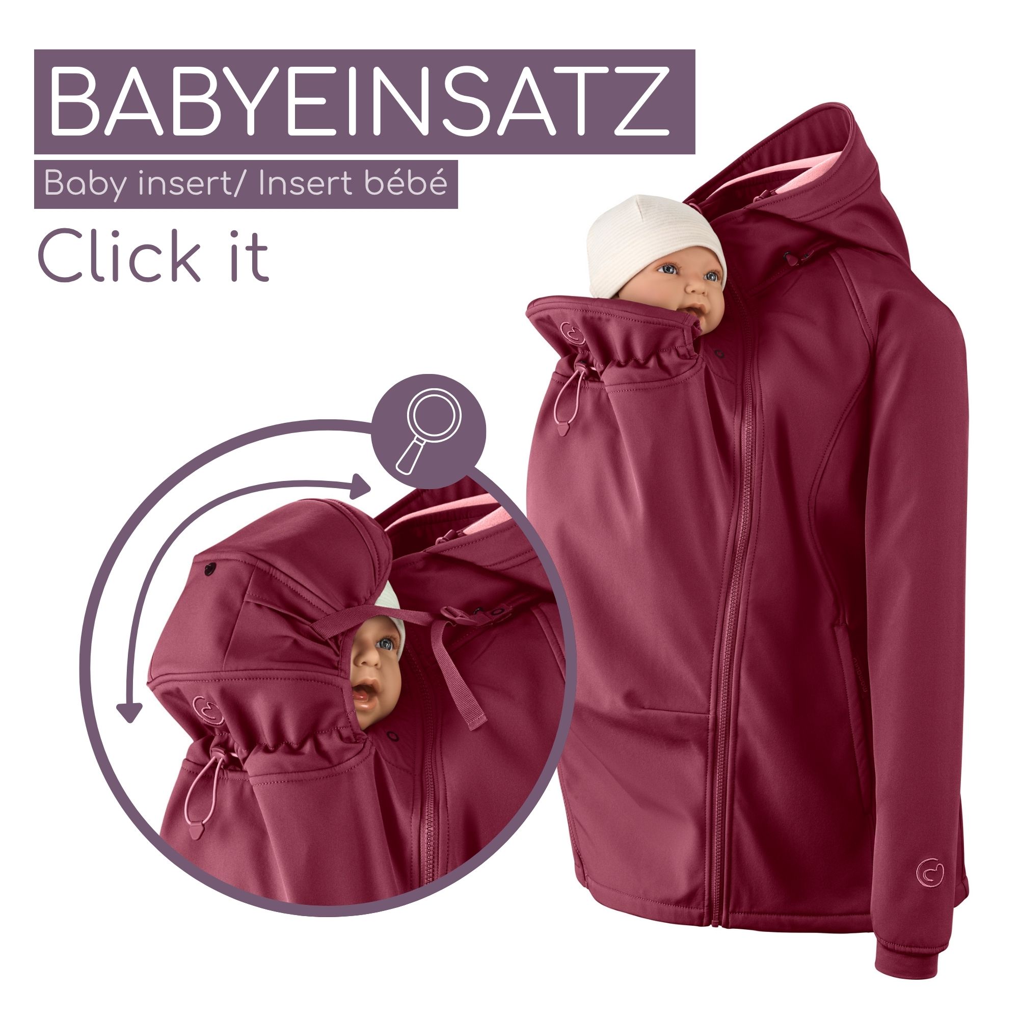 Softshell Babywearing Jacket Allrounder fit burgundy S
