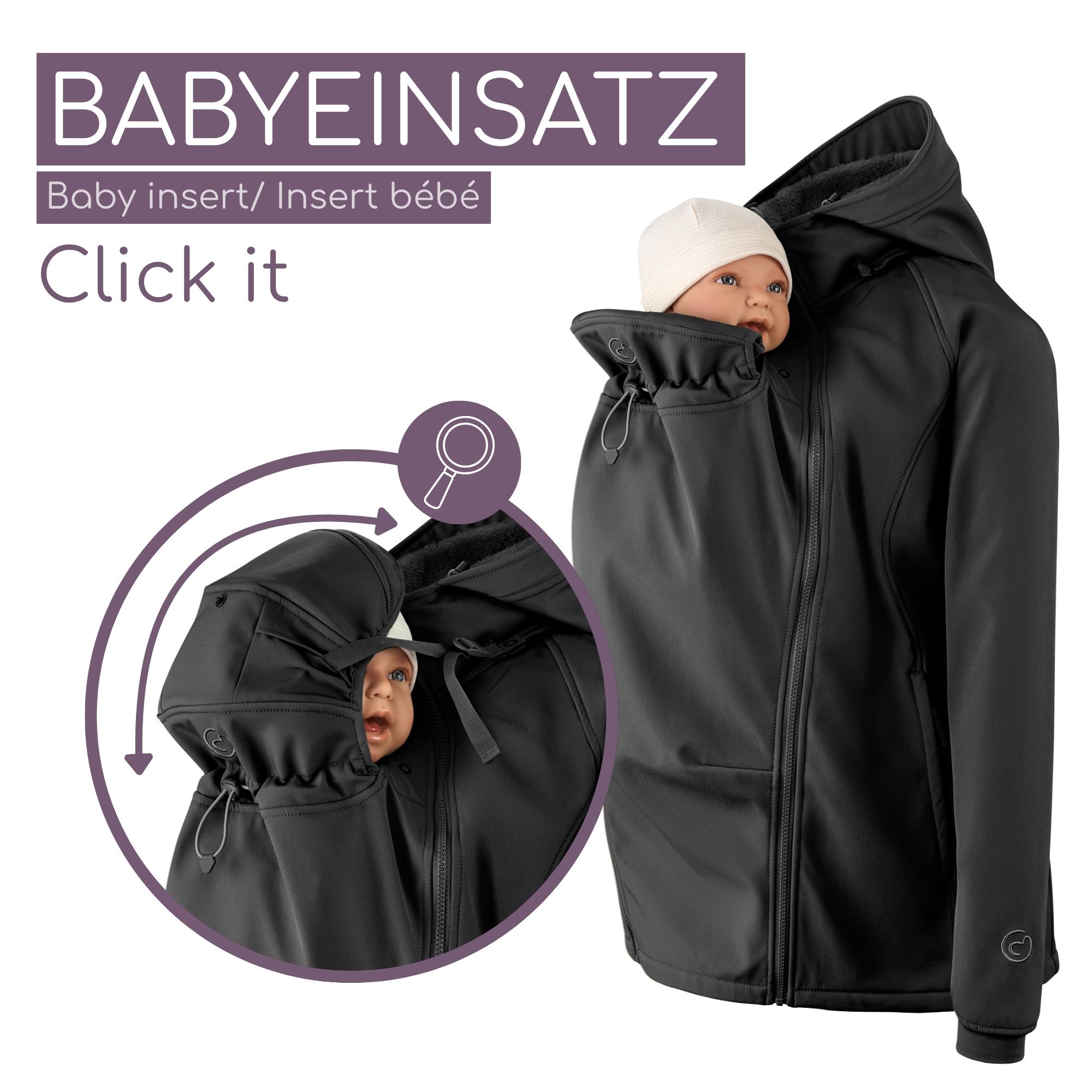 Softshell Babywearing Jacket Allrounder Winter black XS